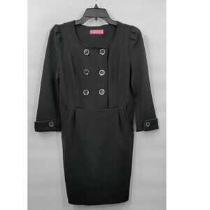 O.Yilion Square Neck Vintage Look Button Mini Dress Large Women Black